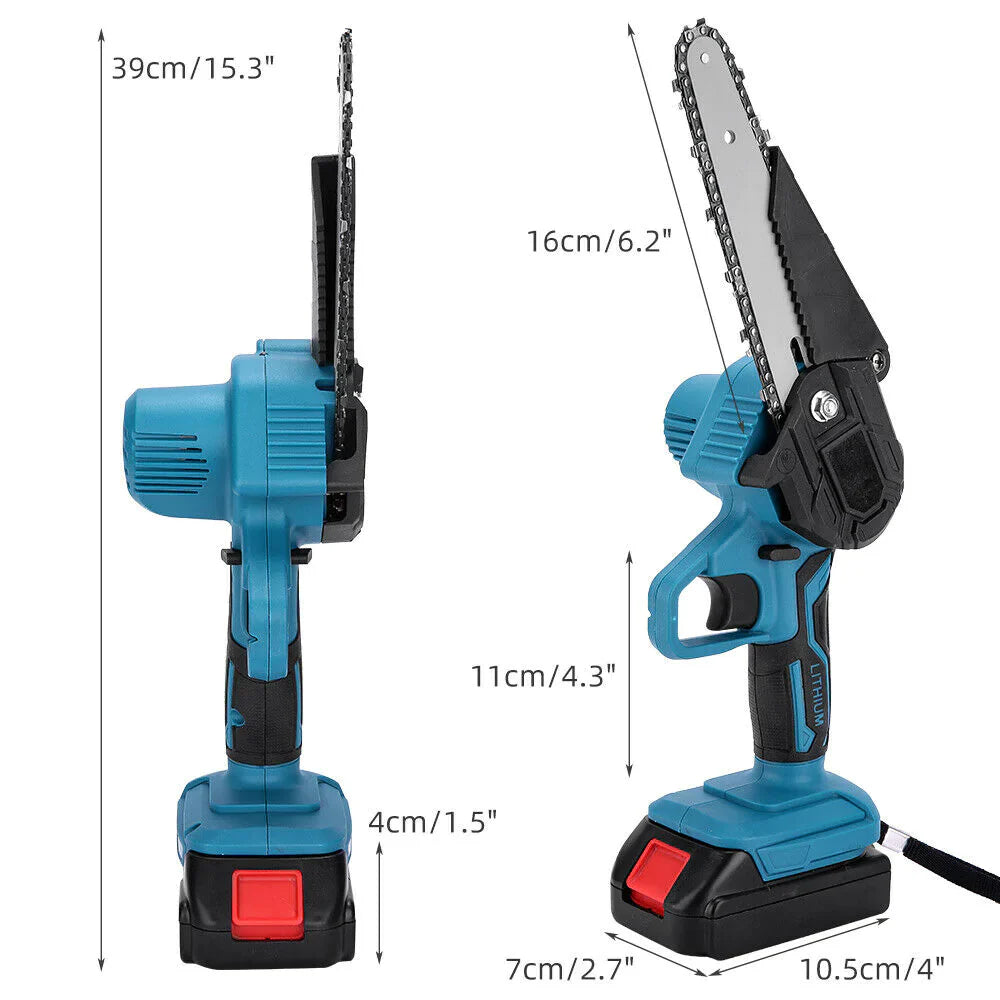 4"/6" Cordless Wood Cutter Chainsaw with 2x Power Batteries (Copy)