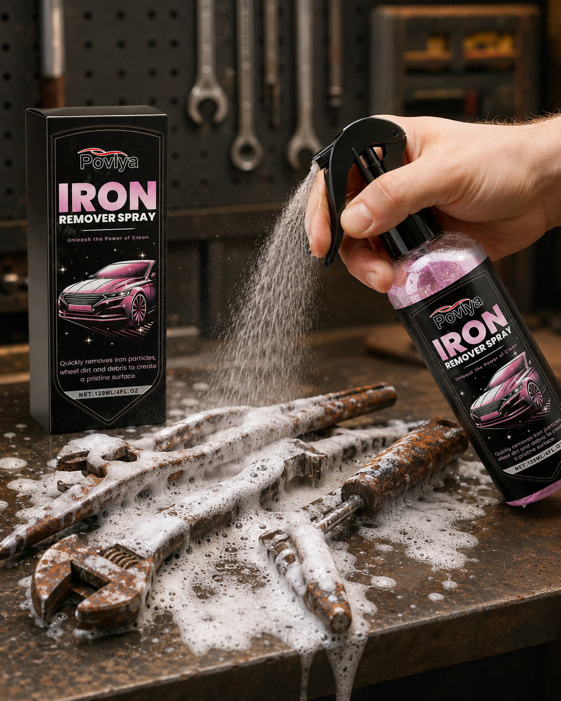 🔥2-in-1 Car Rust Removal Kit – Rust Remover Spray with High-Pressure Water Gun