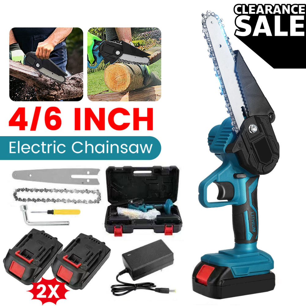 4"/6" Cordless Wood Cutter Chainsaw with 2x Power Batteries (Copy)