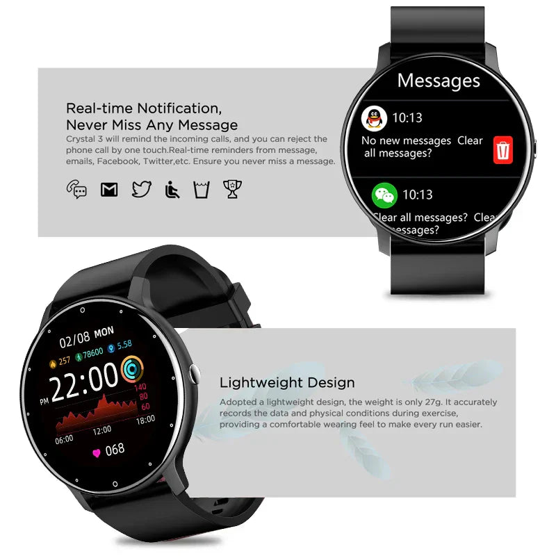 Nouvelle Montre Connectée Homme Écran Tactile Complet Sport Fitness Étanche IP67