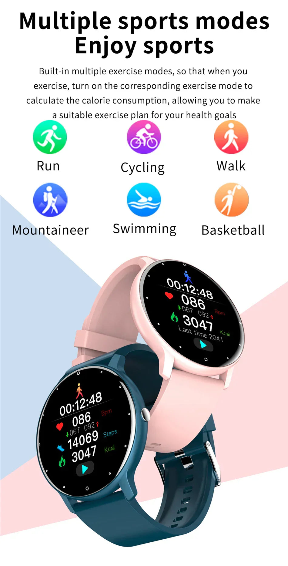 Nouvelle Montre Connectée Homme Écran Tactile Complet Sport Fitness Étanche IP67
