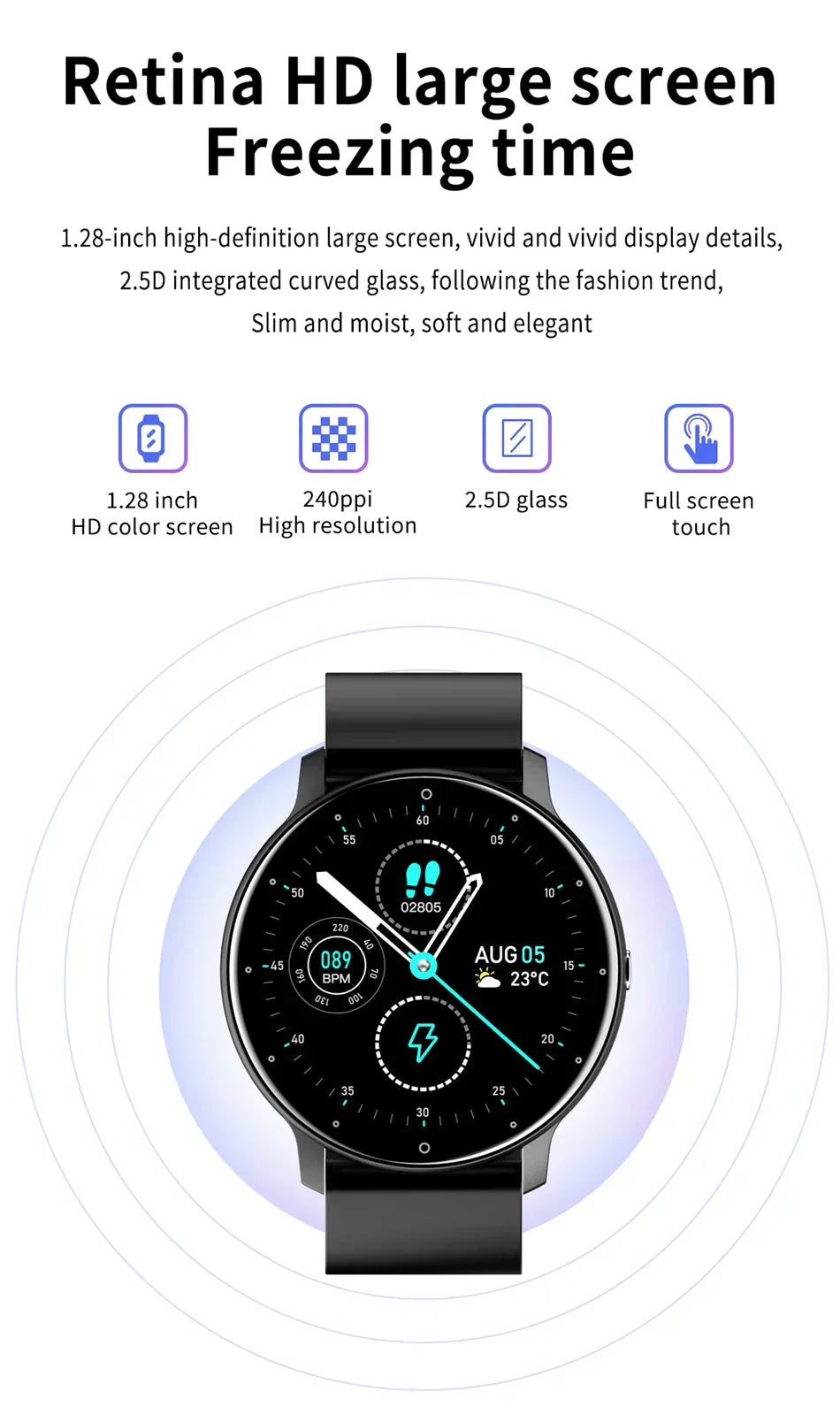 Nouvelle Montre Connectée Homme Écran Tactile Complet Sport Fitness Étanche IP67
