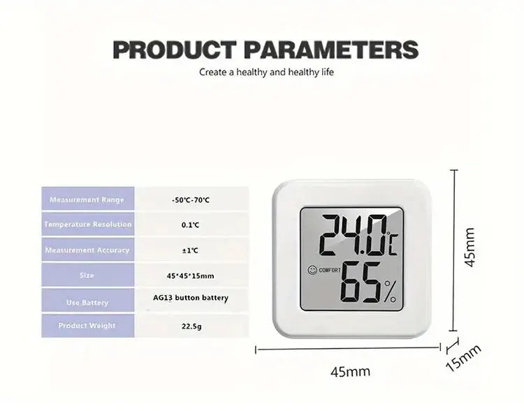 Mini-thermomètre et hygromètre d'intérieur portatif à affichage numérique électronique