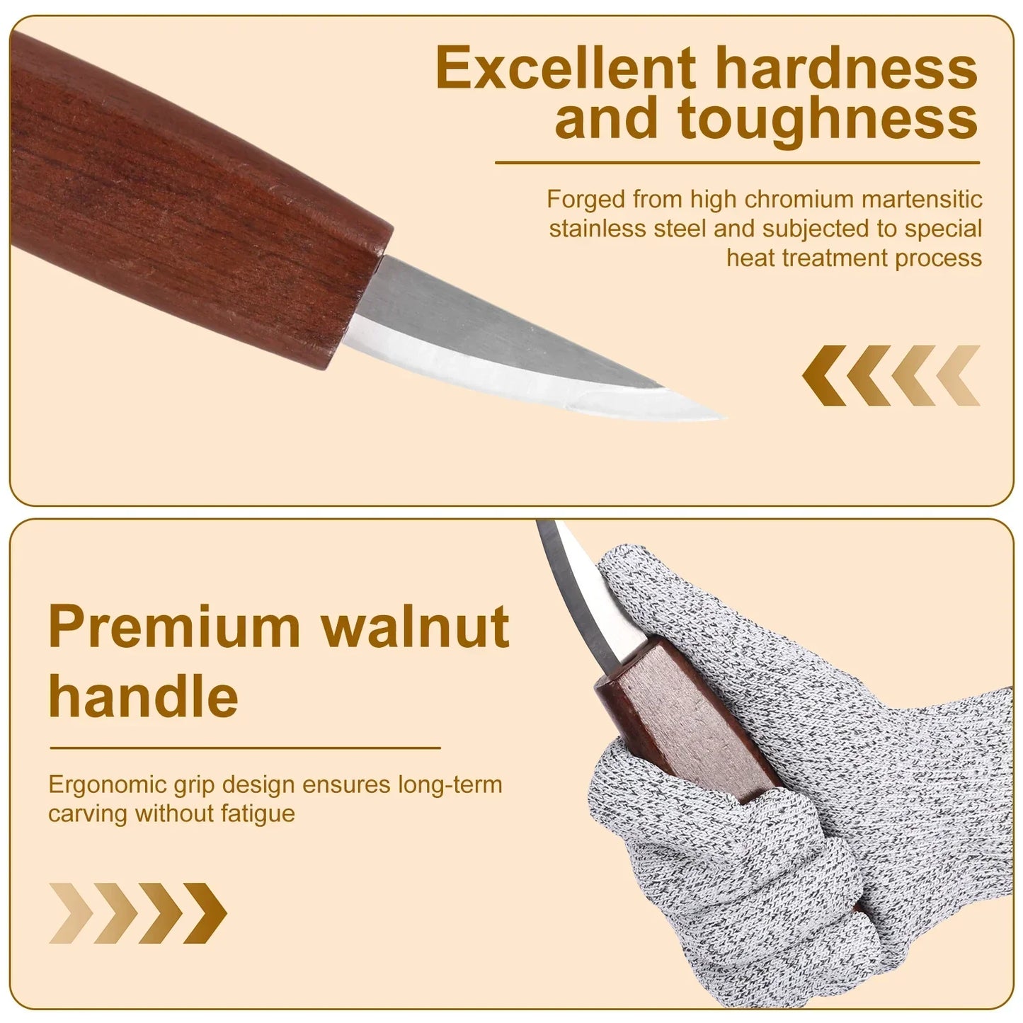 Jeu d'outils de sculpture sur bois avec couteau à sculpter les détails