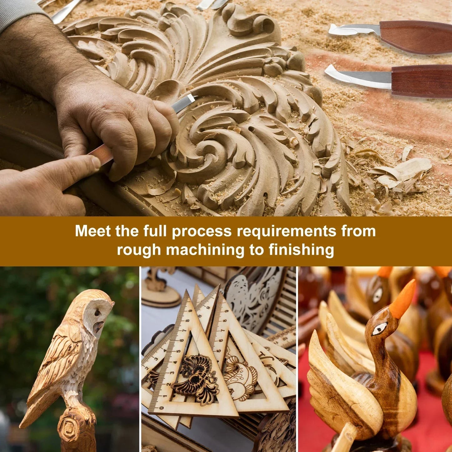 Jeu d'outils de sculpture sur bois avec couteau à sculpter les détails