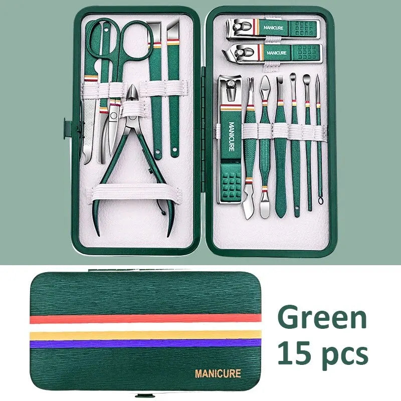 Ouriner 6-18 Pièces Kits de manucure et pédicure portables Brillants