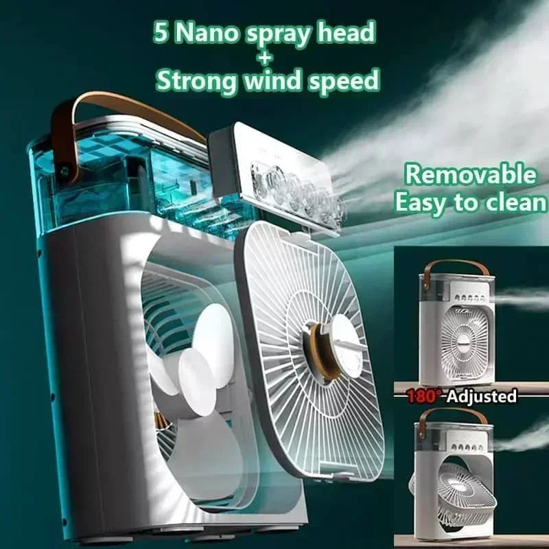 Nouveau Ventilateur Climatiseur 3 en 1, Mini Refroidisseur d'Air Domestique LED