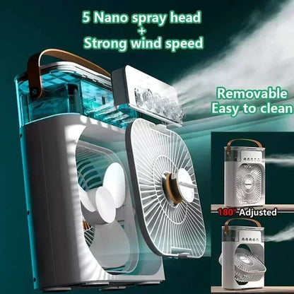 Nouveau Ventilateur Climatiseur 3 en 1, Mini Refroidisseur d'Air Domestique LED