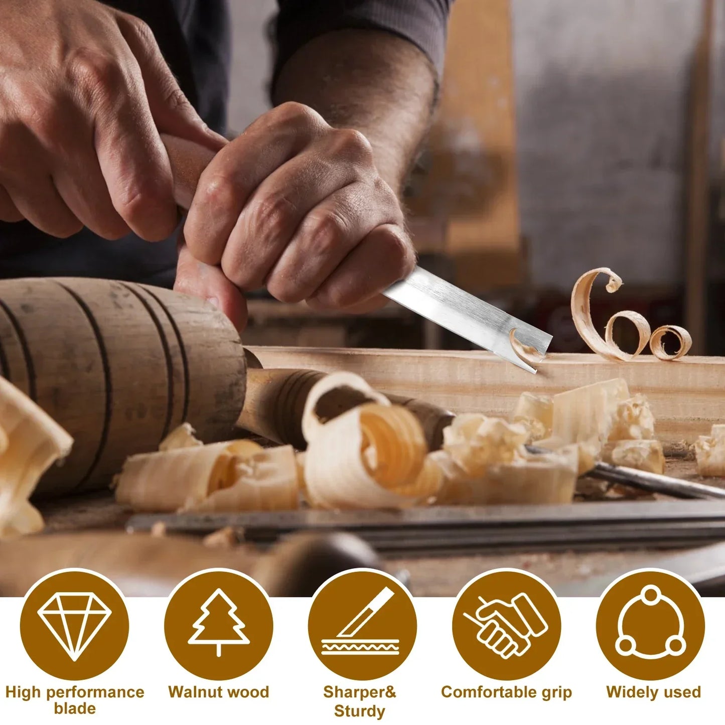 Jeu d'outils de sculpture sur bois avec couteau à sculpter les détails
