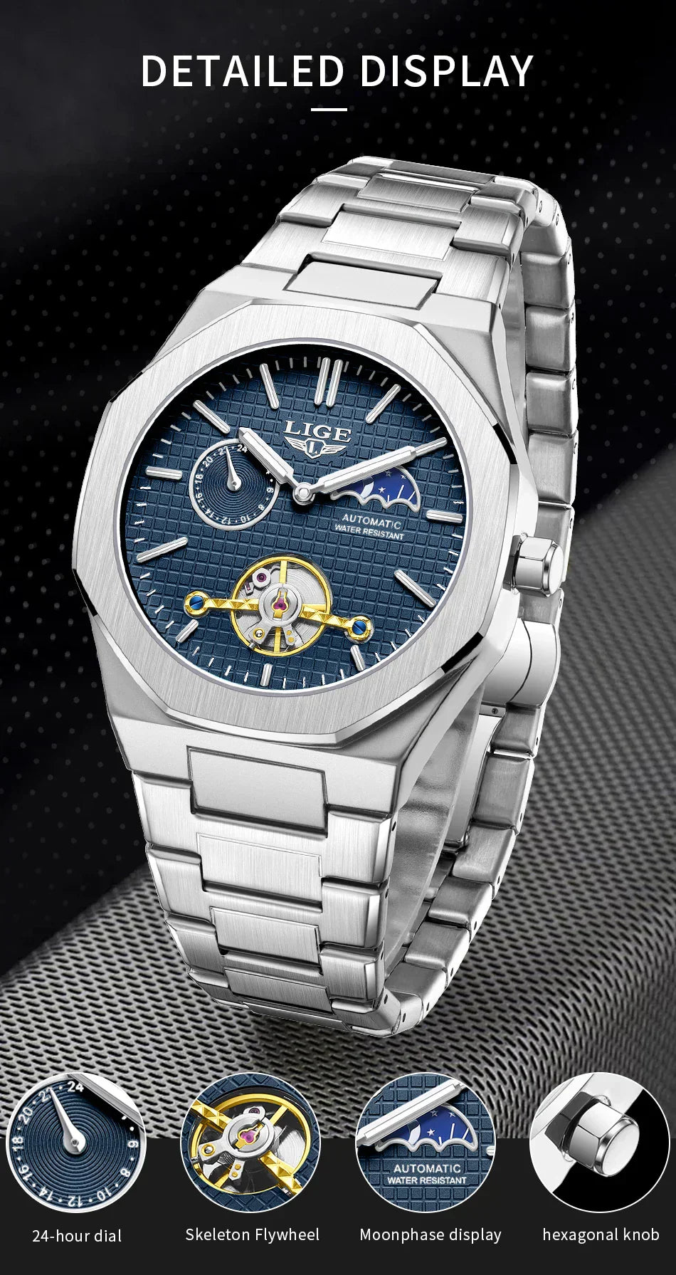 Montres Mécaniques Hommes Mode Luxe Automatique Montre Homme Étanche Lumineuse