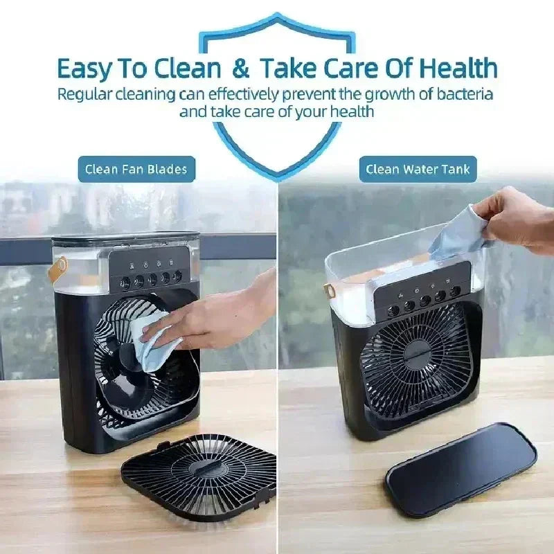 Nouveau Ventilateur Climatiseur 3 en 1, Mini Refroidisseur d'Air Domestique LED