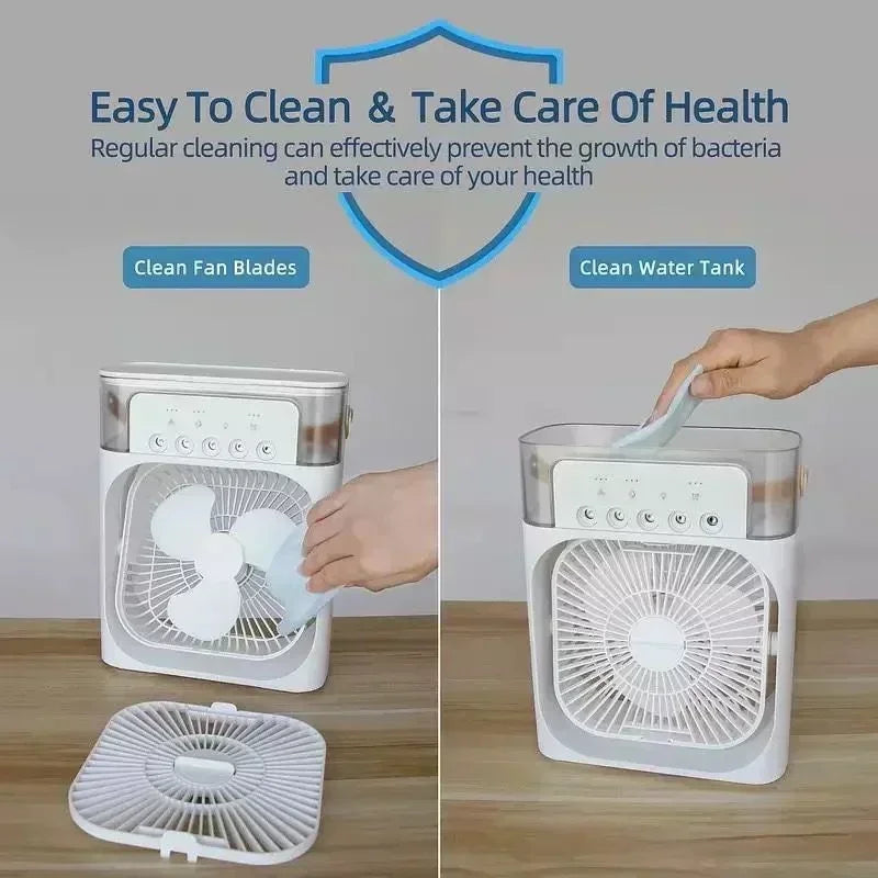Nouveau Ventilateur Climatiseur 3 en 1, Mini Refroidisseur d'Air Domestique LED