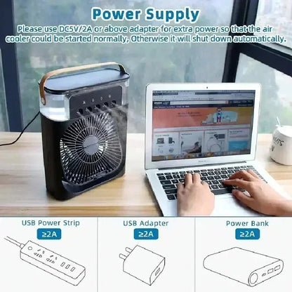 Nouveau Ventilateur Climatiseur 3 en 1, Mini Refroidisseur d'Air Domestique LED