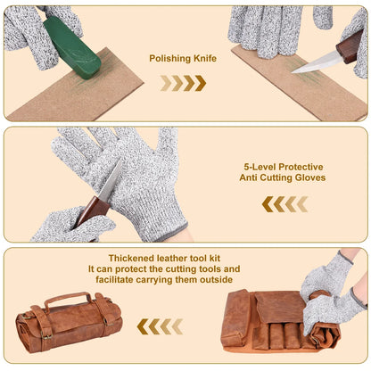 Jeu d'outils de sculpture sur bois avec couteau à sculpter les détails