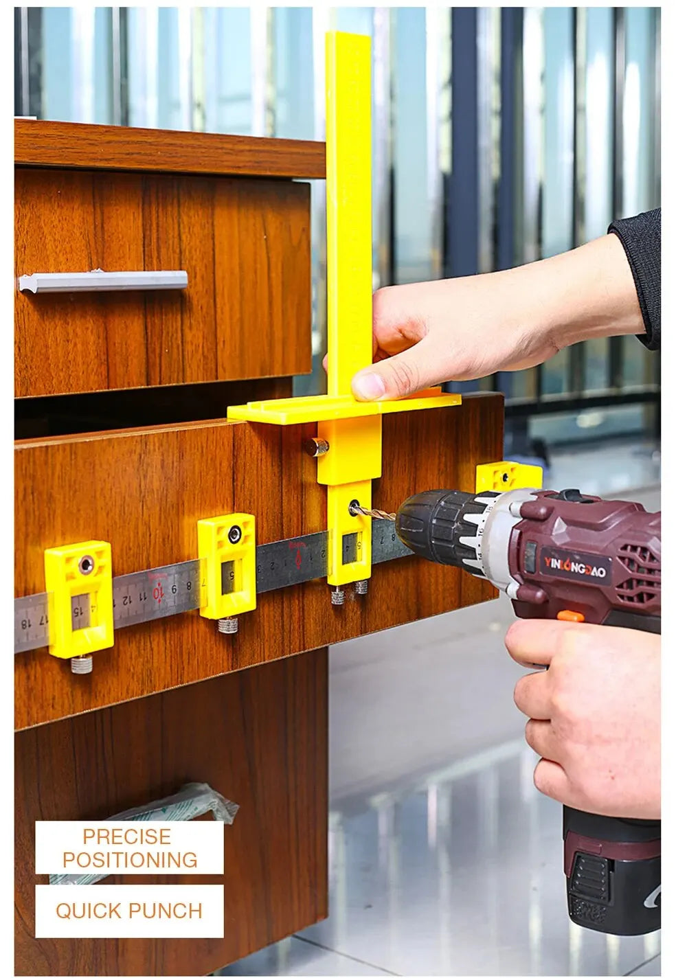 Outils de menuiserie Foret Poinçon Gabarit de perçage Guide de centrage