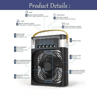 Nouveau Ventilateur Climatiseur 3 en 1, Mini Refroidisseur d'Air Domestique LED