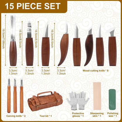 Jeu d'outils de sculpture sur bois avec couteau à sculpter les détails