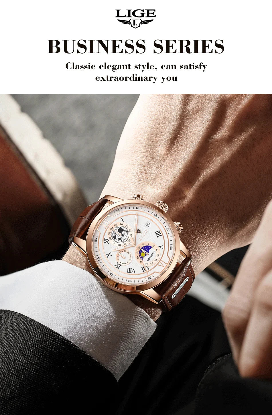 Montre Homme Étanche Chronographe Tendance à Quartz