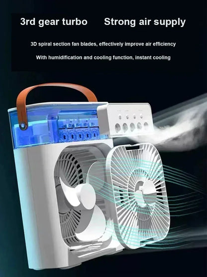 Nouveau Ventilateur Climatiseur 3 en 1, Mini Refroidisseur d'Air Domestique LED