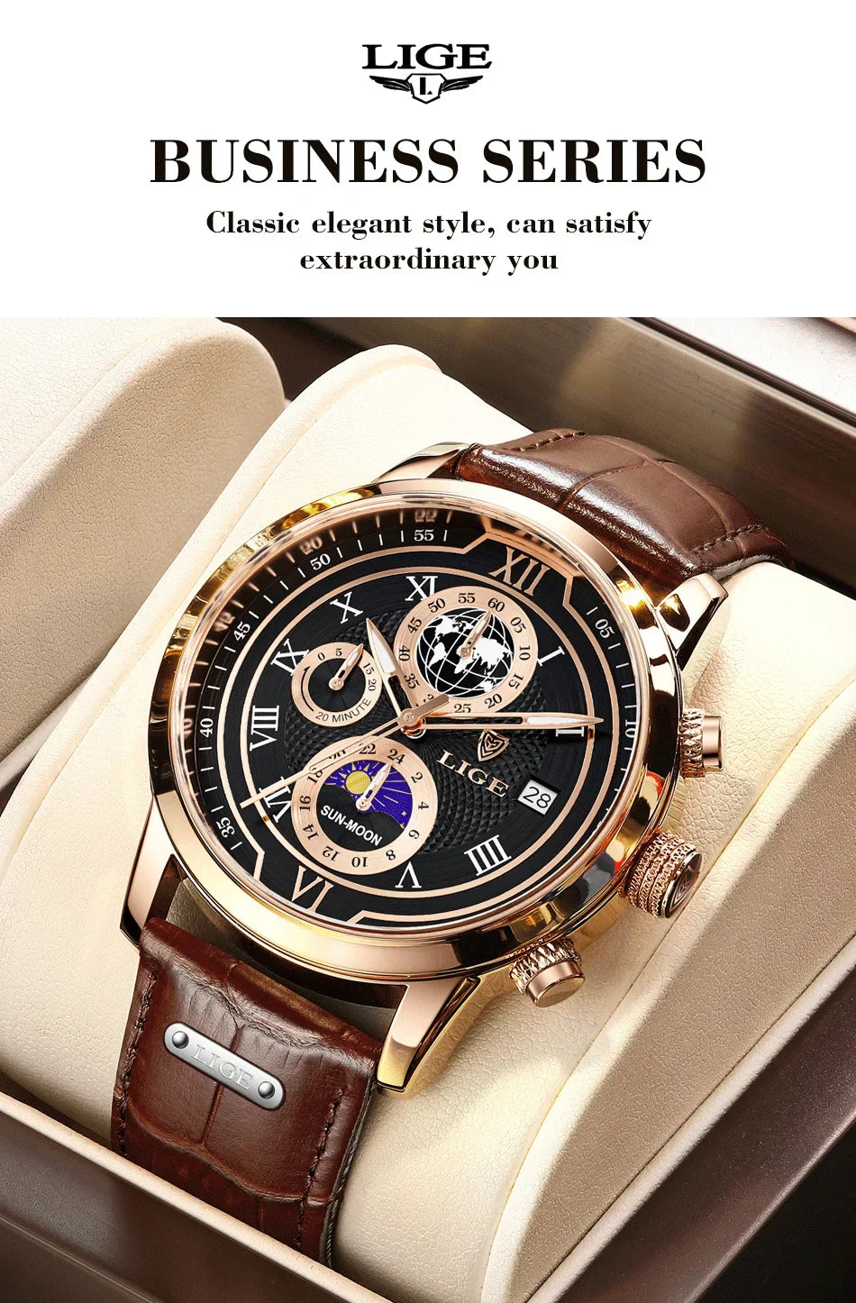 Montre Homme Étanche Chronographe Tendance à Quartz