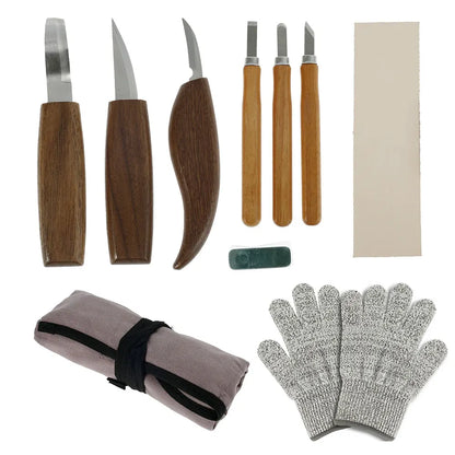 Jeu d'outils de sculpture sur bois avec couteau à sculpter les détails