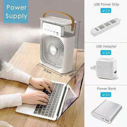 Nouveau Ventilateur Climatiseur 3 en 1, Mini Refroidisseur d'Air Domestique LED