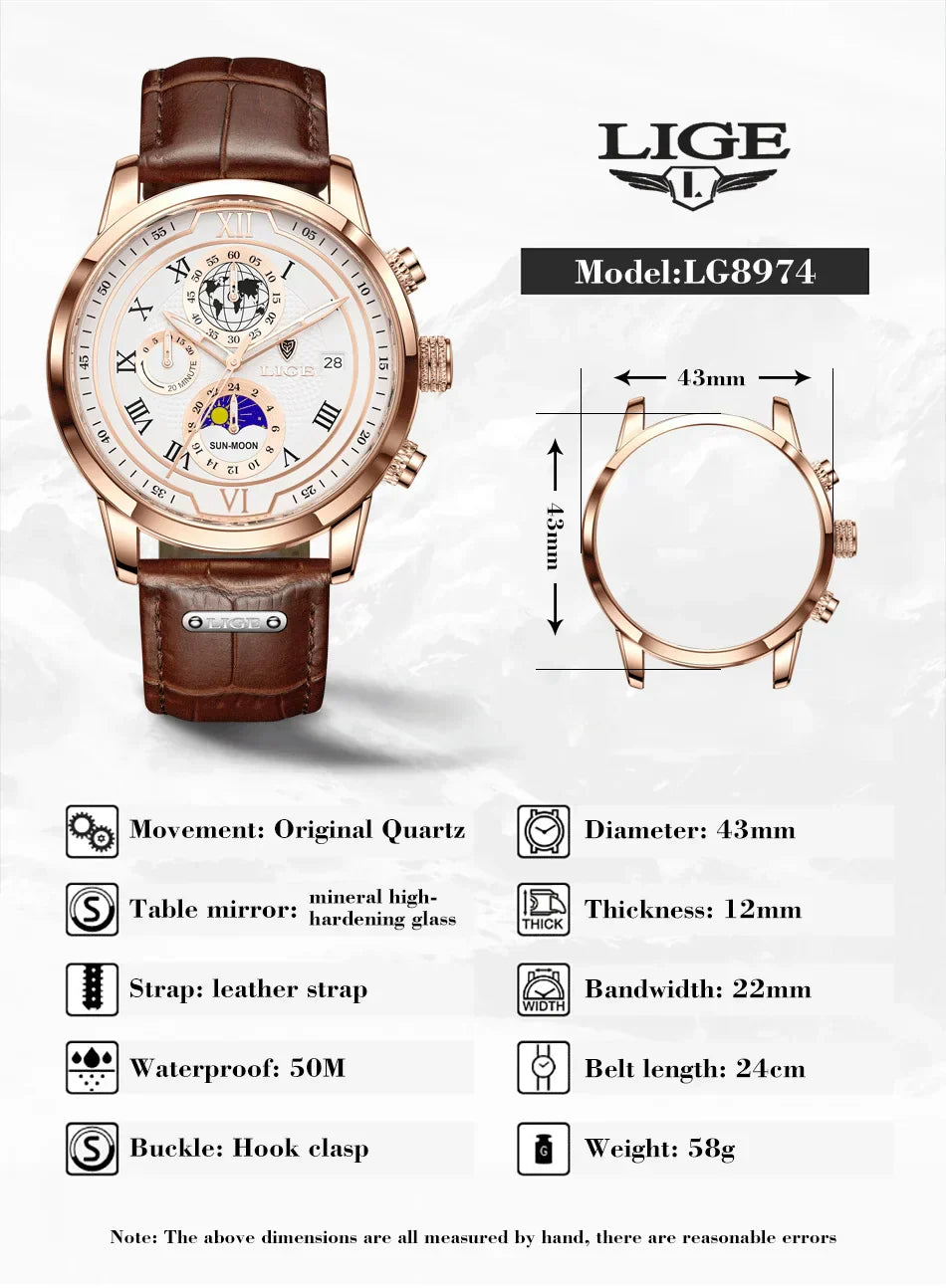 Montre Homme Étanche Chronographe Tendance à Quartz