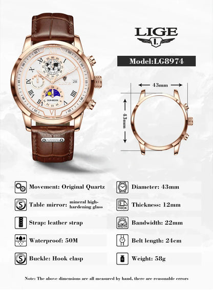 Montre Homme Étanche Chronographe Tendance à Quartz