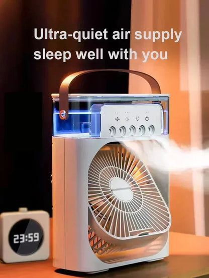 Nouveau Ventilateur Climatiseur 3 en 1, Mini Refroidisseur d'Air Domestique LED