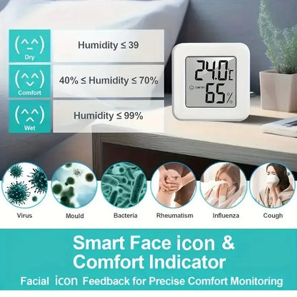 Mini-thermomètre et hygromètre d'intérieur portatif à affichage numérique électronique