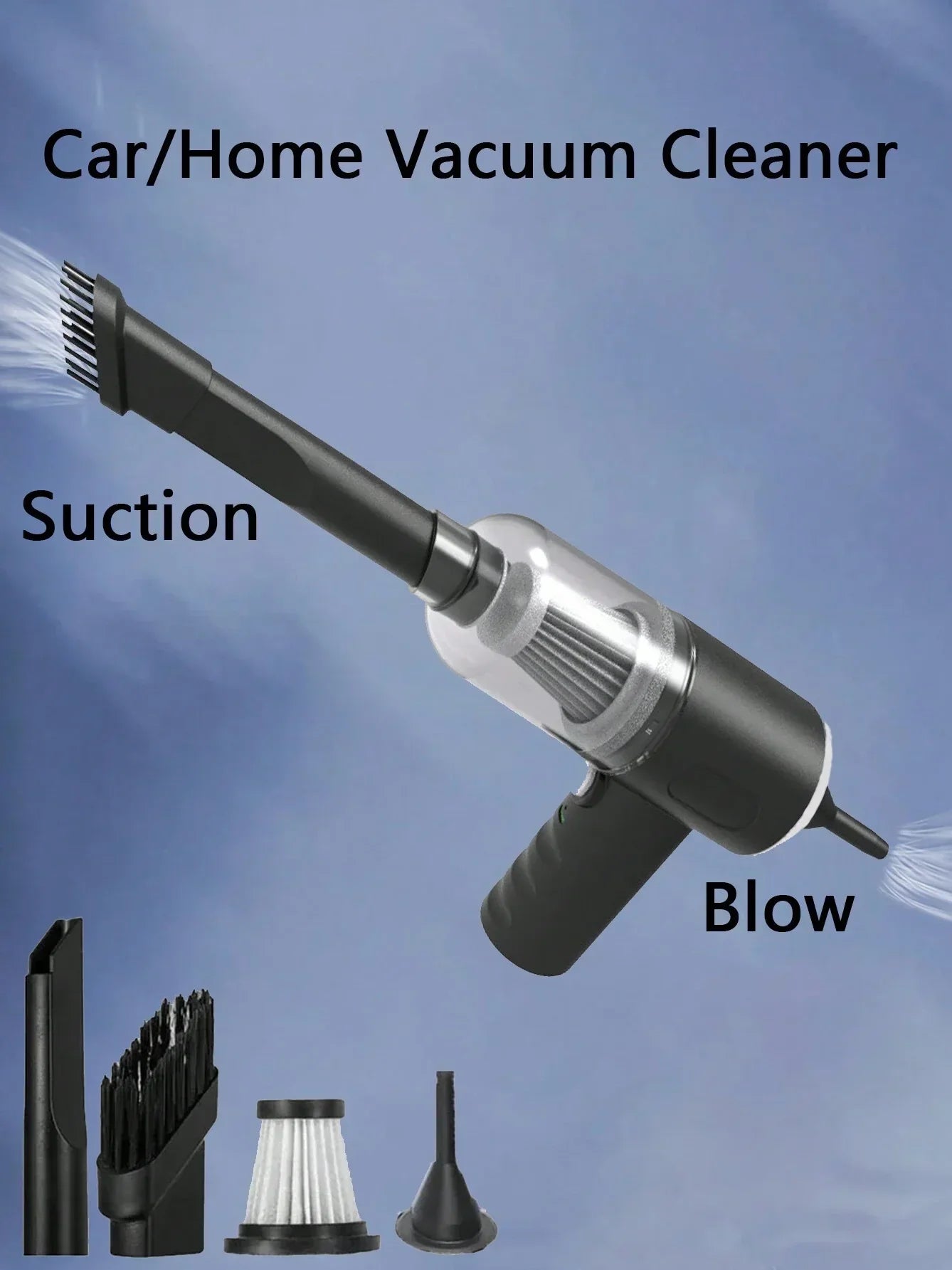 Aspirateur balai sans fil puissant, double usage maison et voiture