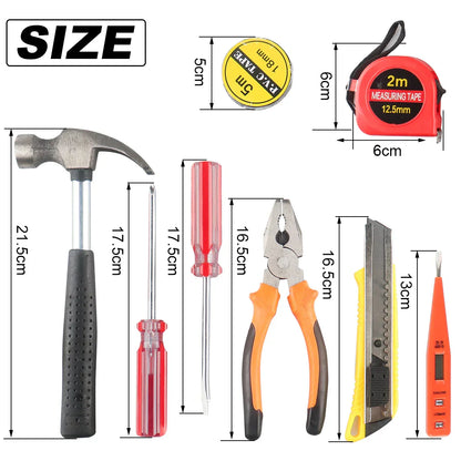Ensemble d'outils 8/9/12/13 pièces, kit d'outils manuels général pour la maison avec boîte de rangement en plastique