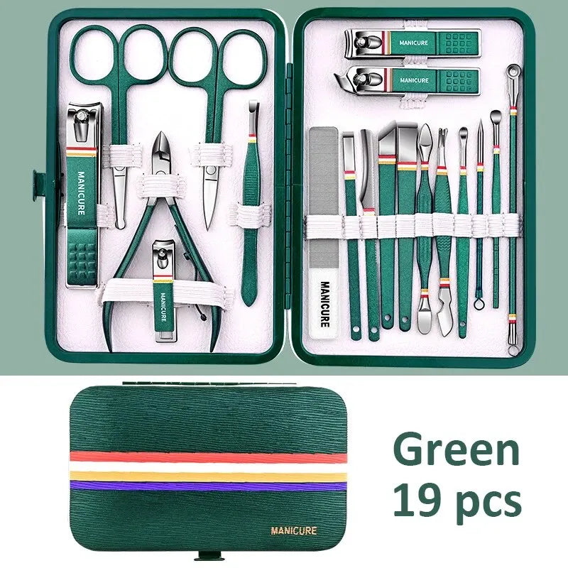 Ouriner 6-18 Pièces Kits de manucure et pédicure portables Brillants