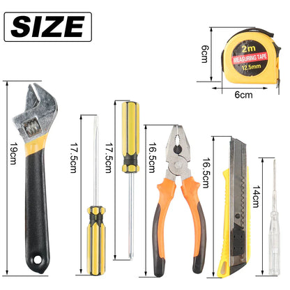 Ensemble d'outils 8/9/12/13 pièces, kit d'outils manuels général pour la maison avec boîte de rangement en plastique