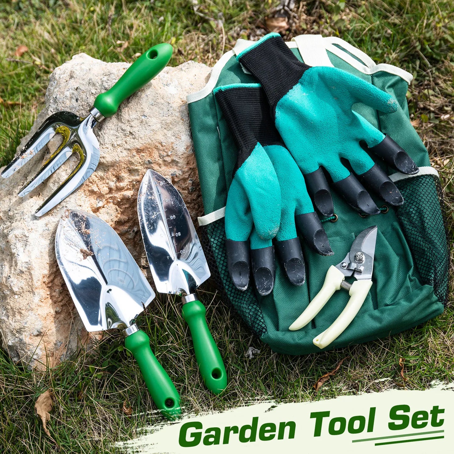 Ensemble d'outils de jardinage comprenant une cisaille de jardin à griffe