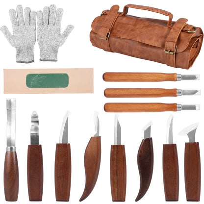 Jeu d'outils de sculpture sur bois avec couteau à sculpter les détails