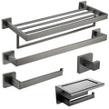 Kit Acessórios Para Banheiro 5 Peças Inox Grafite Escovado