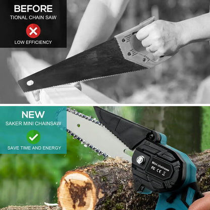 4"/6" Cordless Wood Cutter Chainsaw with 2x Power Batteries (Copy)