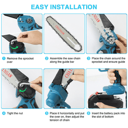 4"/6" Cordless Wood Cutter Chainsaw with 2x Power Batteries (Copy)